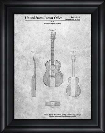 Framed Guitar or Similar Article Patent Print