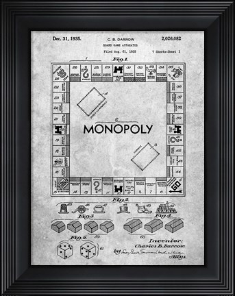 Framed Board Game Apparatus Patent Print