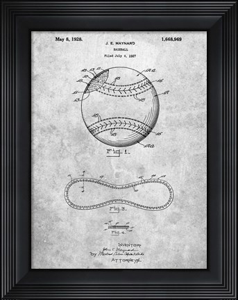 Framed Baseball Patent Print