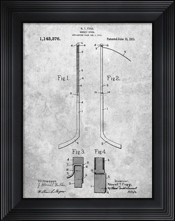 Framed Hockey Stick Patent Print