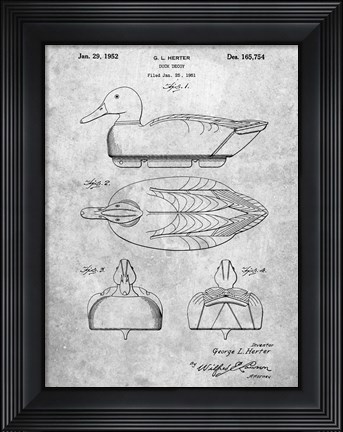 Framed Duck Decoy Patent Print