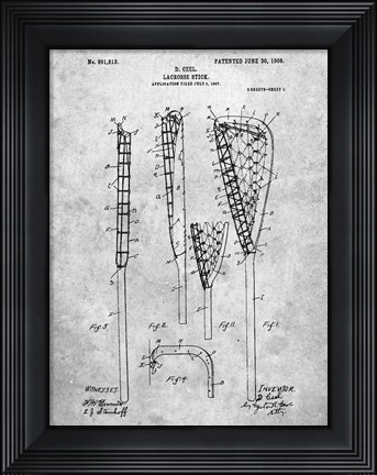 Framed Lacrosse Stick Patent Print