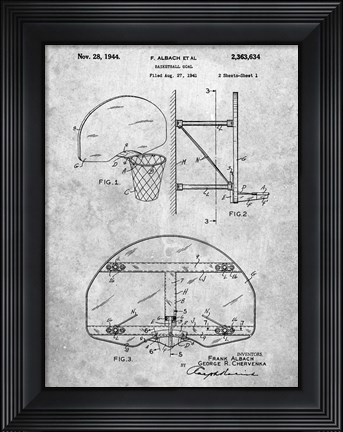 Framed Basketball Goal Patent Print