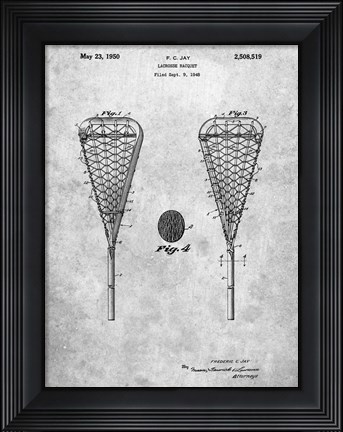 Framed Lacrosse Racquet Patent Print