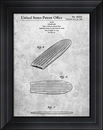 Framed Surfboard Patent Print