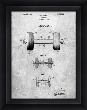 Framed Dumb Bell Patent Print