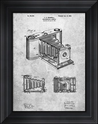 Framed Brownell Photographic Camera Patent Print