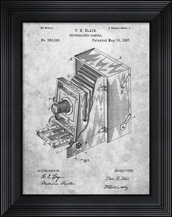 Framed Blair Photographic Camera Patent Print