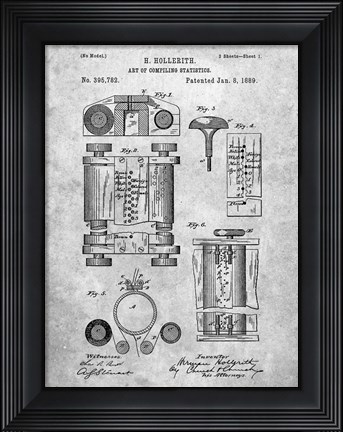 Framed Art of Compiling Statistics Patent Print