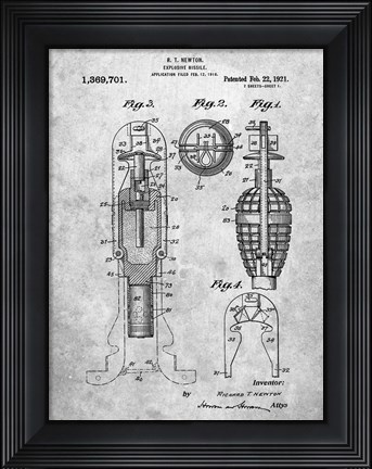 Framed Explosive Missile Patent Print