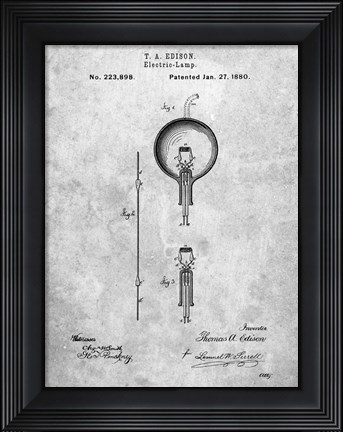 Framed Electric Lamp Patent Print