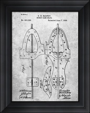 Framed Hockey Game Skate Patent Print