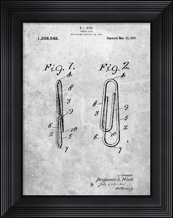 Framed Paper Clip Patent Print