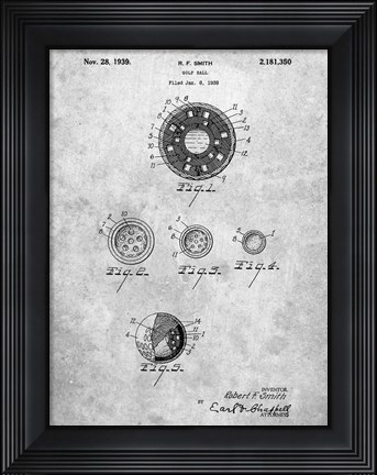 Framed Golf Ball Patent Print