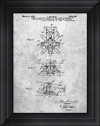 Framed Aircraft of the Direct Lift Amphibian Type Patent Print