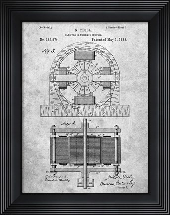 Framed Electro Magnetic Motor Patent Print
