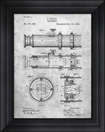 Framed Telescope Patent Print