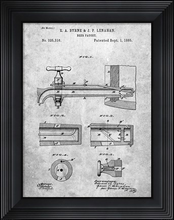 Framed Beer Faucet Patent Print