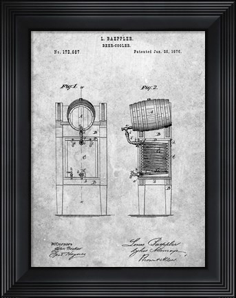 Framed Beer Cooler Patent Print