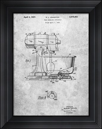 Framed Food Handling Apparatus Patent Print