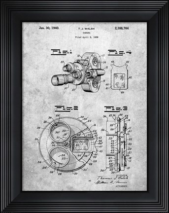 Framed Walsh Camera Patent Print