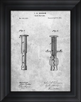 Framed Cork Screw Patent Print