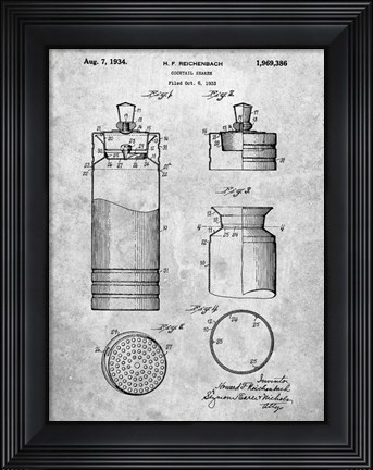 Framed Cocktail Shaker Patent Print