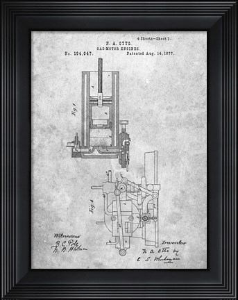 Framed Gas Motor Engine Patent Print