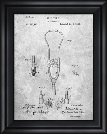 Framed Stethoscope Patent Print