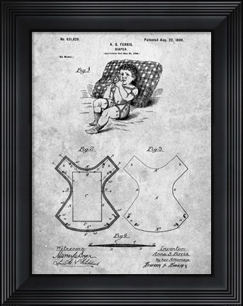 Framed Diaper Patent Print
