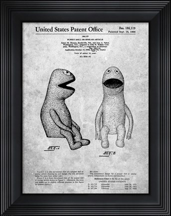 Framed Puppet Doll or Similar Article Patent Print