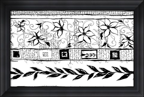 Framed Flowers and Leaves - BW Print