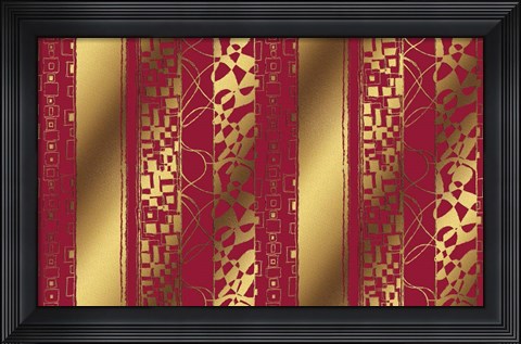 Framed Gold and Red Print