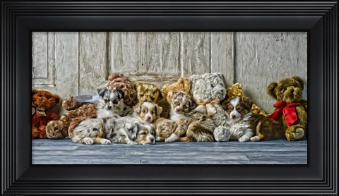 Framed Sleeping Puppies Print