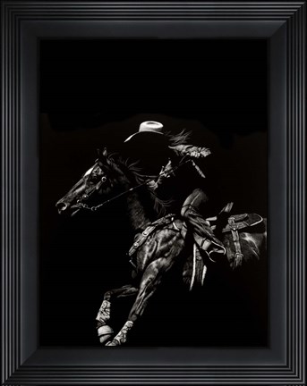 Framed Scratchboard Rodeo I Print