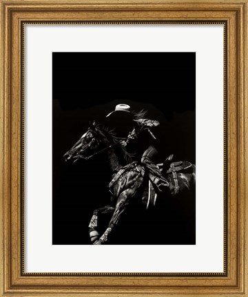 Framed Scratchboard Rodeo I Print