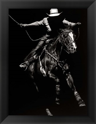 Framed Scratchboard Rodeo III Print