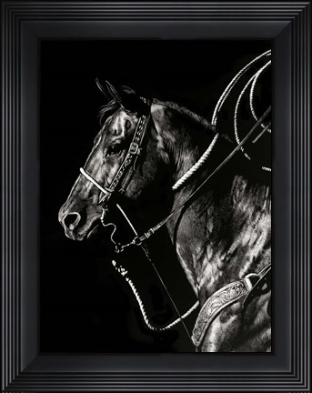Framed Scratchboard Rodeo V Print