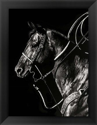 Framed Scratchboard Rodeo V Print