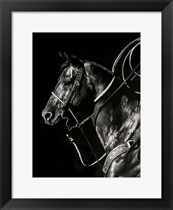 Framed Scratchboard Rodeo V Print