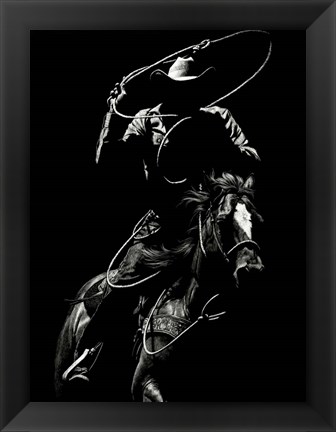 Framed Scratchboard Rodeo VII Print