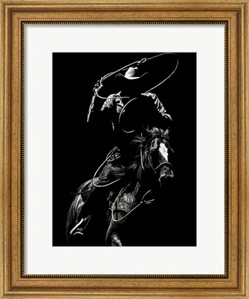Framed Scratchboard Rodeo VII Print