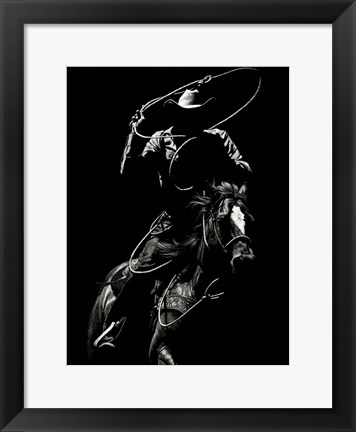 Framed Scratchboard Rodeo VII Print