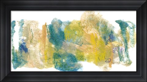 Framed Teal &amp; Scribbles I Print