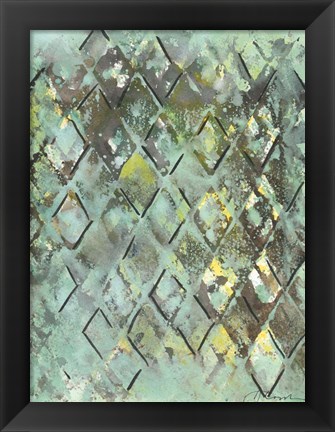 Framed Lattice in Green I Print