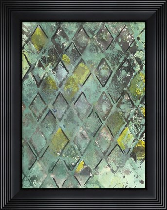 Framed Lattice in Green II Print