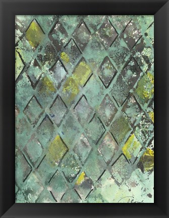 Framed Lattice in Green II Print