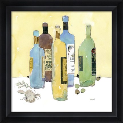Framed Garlic and Oil I Print