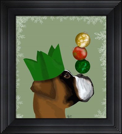 Framed Boxer, Party Trick Baubles Print