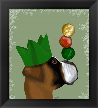 Framed Boxer, Party Trick Baubles Print